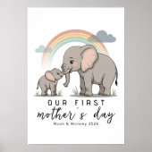 Soft Elephant Mom Baby First Mothers Day Calm Art Poster (Vorne)