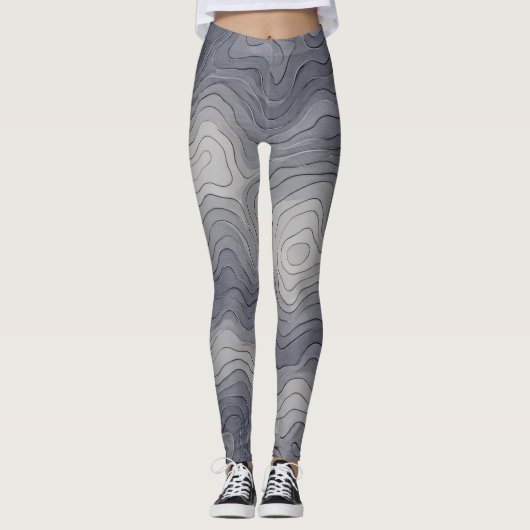 Soft Elevation Lines – Grey Scale Leggings (Vorderseite)