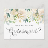 Soft-Elfenbein-Blume werden meine Bridesmaid sein Einladungspostkarte (Vorderseite)