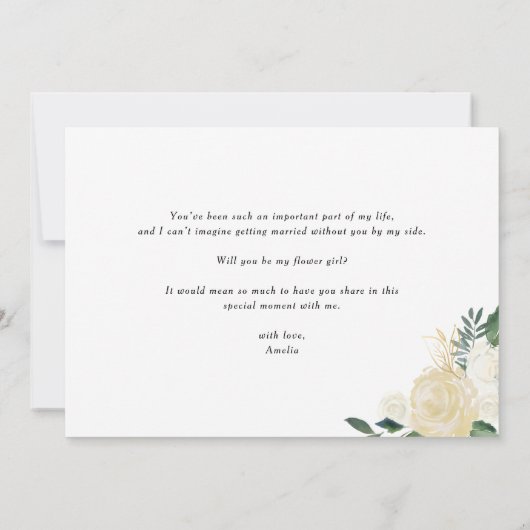 Soft-Elfenbein-Blume werden Sie mein Blumenmädchen (Rückseite)