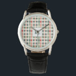 Soft Evergreen Gingham Monogram Armbanduhr<br><div class="desc">Mit dieser eleganten Soft Evergreen Gingham Monogram Watch stärken Sie Ihren Stil. Dieses klassische Design mit einem zeitlosen karierten Muster in gedämpften Grün-, Rot- und Cremetönen ist perfekt für alle, die Vintag inspiriert Accessoires mit einer modernen Touch Liebe. Das individuell anpassbare Monogramm auf der Armbanduhr fügt einen persönlichen Flair hinzu...</div>