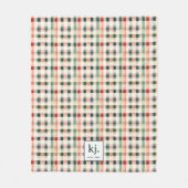 Soft Evergreen Gingham Monogram Fleecedecke (Vorderseite)