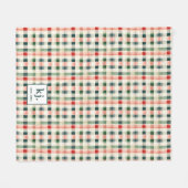 Soft Evergreen Gingham Monogram Fleecedecke (Vorderseite (Horizontal))