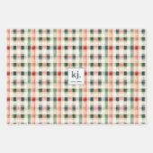 Soft Evergreen Gingham Monogram Geschenkpapier Set (Vorderseite)