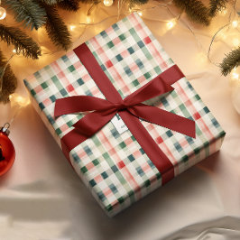 Soft Evergreen Gingham Monogram Geschenkpapier Set