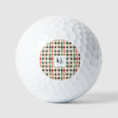 Soft Evergreen Gingham Monogram Golfball (Vorderseite)