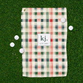 Soft Evergreen Gingham Monogram Golfhandtuch