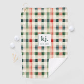 Soft Evergreen Gingham Monogram Golfhandtuch (Insitu)