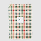 Soft Evergreen Gingham Monogram Golfhandtuch (Vorderseite)