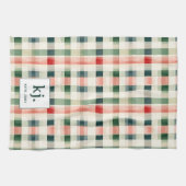 Soft Evergreen Gingham Monogram Küchentuch (Horizontal)