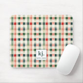 Soft Evergreen Gingham Monogram Mousepad (Mit Mouse)