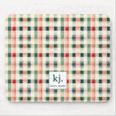 Soft Evergreen Gingham Monogram Mousepad (Vorne)