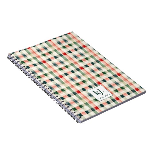 Soft Evergreen Gingham Monogram Notizblock (Rechte Seite)