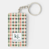 Soft Evergreen Gingham Monogram Schlüsselanhänger (Rückseite)