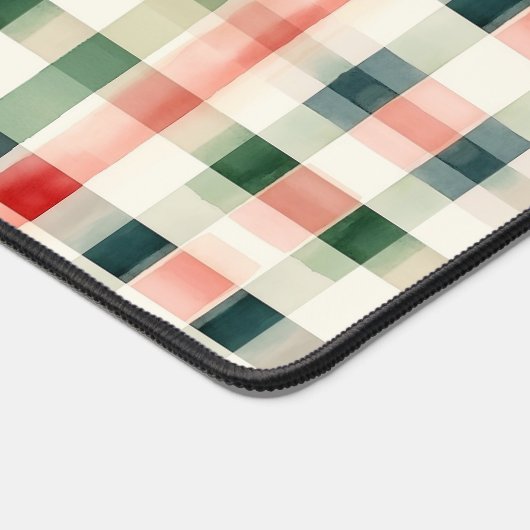 Soft Evergreen Gingham Monogram Schreibtischunterlage (Ecke)