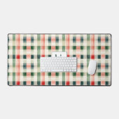 Soft Evergreen Gingham Monogram Schreibtischunterlage (Tastatur & Maus)