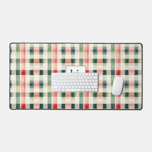 Soft Evergreen Gingham Monogram Schreibtischunterlage (Tastatur & Maus)