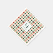 Soft Evergreen Gingham Monogram Serviette (Ecke)