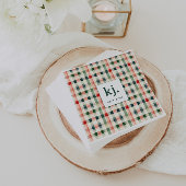 Soft Evergreen Gingham Monogram Serviette