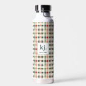 Soft Evergreen Gingham Monogram Trinkflasche (Links)