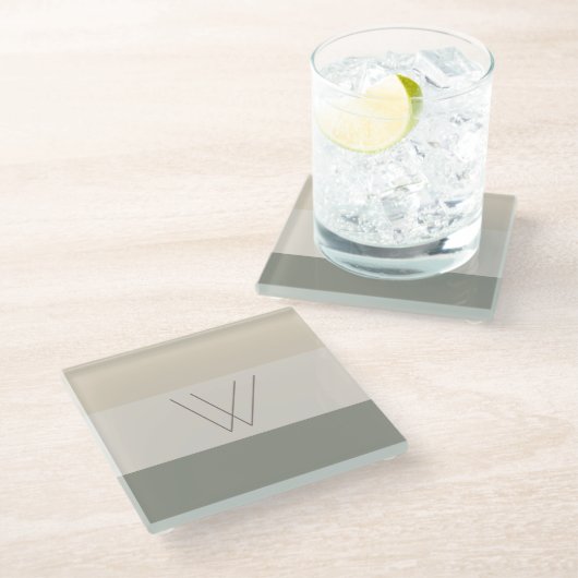 Soft Evergreen, Off White, Tan & Brown Glasuntersetzer (Schrägansicht)