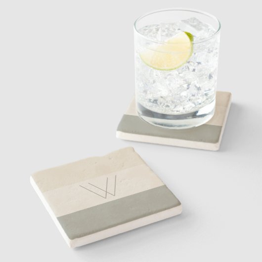 Soft Evergreen, Off White, Tan & Brown Steinuntersetzer (Seitenansicht)