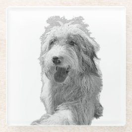Soft Eyes, Solid Surface – Monochrome Dog Portrait Glasuntersetzer