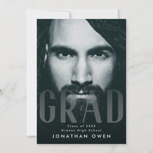 Soft Fade Large GRAD Modernes Script Foto Ankündigung (Vorderseite)