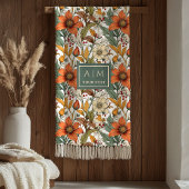 Soft Fall Flowers Olive Green Terracotta Accent Fleecedecke