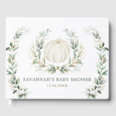 Soft Fall Pumpkin Greenery Gold Neutral Baby Gästebuch (Vorderseite)