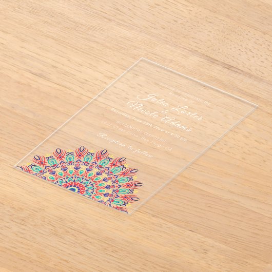 Soft Feather Dry Pampas Grass Mandala Wedding Acryleinladungen (Ablage )