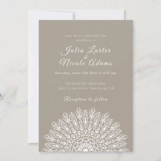 Soft Feather Dry Pampas Grass Mandala Wedding Einladung (Vorderseite)