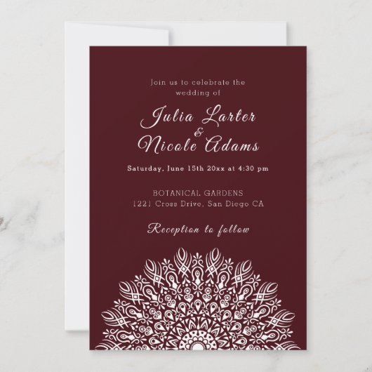Soft Feather Dry Pampas Grass Mandala Wedding Einladung (Vorderseite)