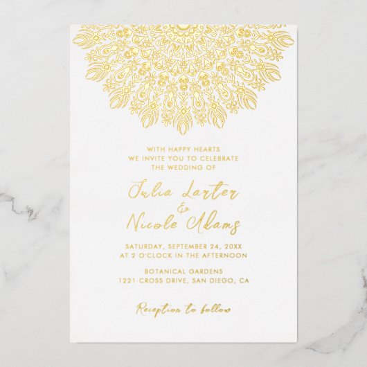 Soft Feather Dry Pampas Grass Mandala Wedding Folieneinladung (Vorderseite)