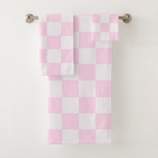 Soft Feminine Pink Gingham Checkered Girl Badhandtuch Set