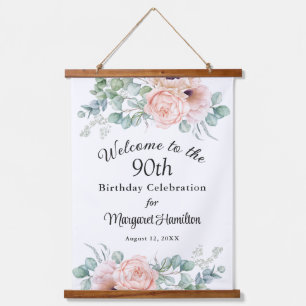 Soft Floral 90. Geburtstagsfeier Wandteppich Mit Holzrahmen