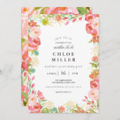 SOFT FLORAL Babydusche Einladung weiß (Vorne/Hinten)