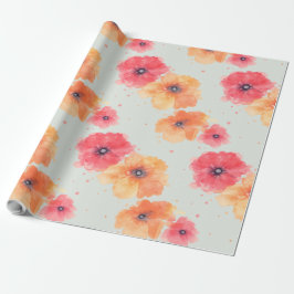 Soft Floral Blooms Wrapping Paper Eucalyptus Mist Geschenkpapier