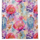 Soft Floral Cactus Dream Duschvorhang (Vorderseite)