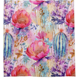 Soft Floral Cactus Dream Duschvorhang