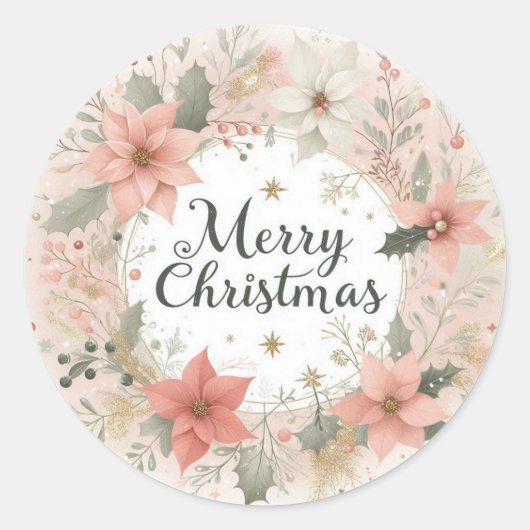 Soft Floral Christmas Sticker (Vorderseite)