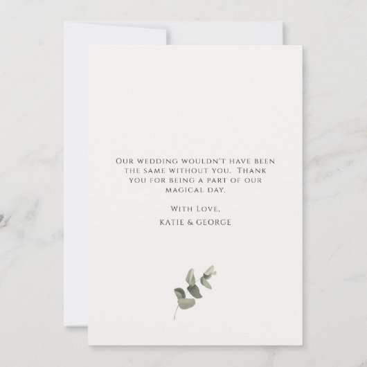 Soft Floral Gold Botanical Foliage Wedding Foto Dankeskarte (Rückseite)