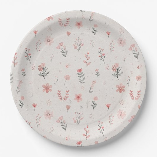 Soft Floral Pattern Paper Plates Pappteller (Vorderseite)
