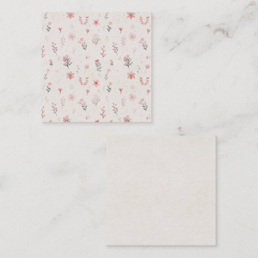 Soft Floral Pattern Square Business Card Quadratische Visitenkarte (Vorne/Hinten)