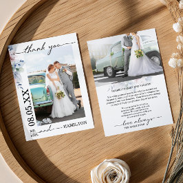 Soft Floral Photo Wedding Thank You Card Dankeskarte