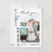 Soft Floral Photo Wedding Thank You Card Dankeskarte (Vorderseite)