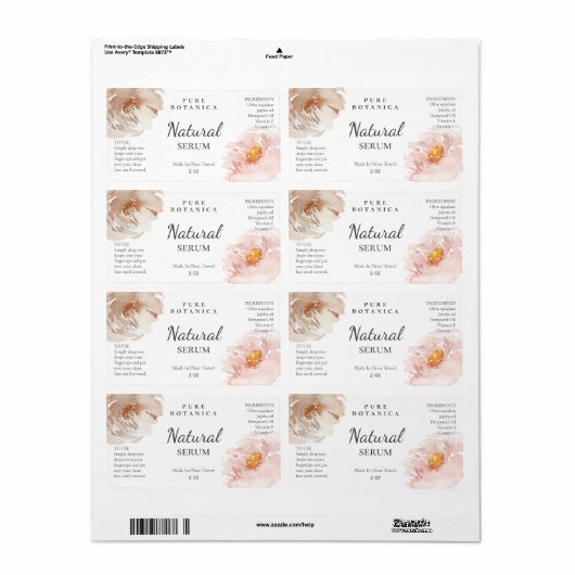 Soft Floral Pink Face Serum Labels (Vorne)