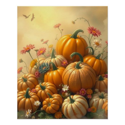 Soft Floral Pumpkins Poster (Vorderseite)