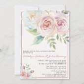 Soft Floral Romantische Grüne Mauve Paare Dusche Einladung (Vorderseite)