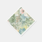 Soft Floral Watercolor Monogram Wedding Serviette (Ecke)